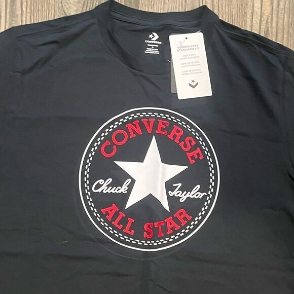 NWT Converse Unisex Short Sleeve Crew Neck T-Shirt Black Graphic Size M - Picture 2 of 6